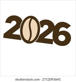Vector simple 2026 Año Nuevo desea café maíz