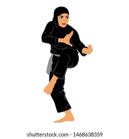 Vector of Silat Martial Arts from Indonesia - Pose 12 - Female Pendekar Silat