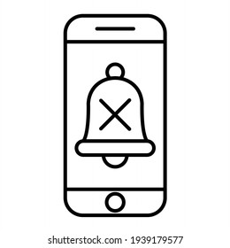 Diseño de iconos de contorno de teléfono silencioso vectorial
