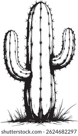 Vector silhiuette image of a cactus tree icon 