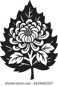 Vector silhiuette Imagen de una hoja en el icono de la flor 