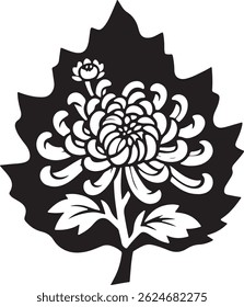 Vector silhiuette image of a leaf in flower icon 