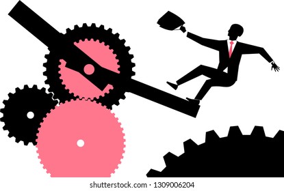 vector silhouete of the man in the suit with briefcase falling from clockwise