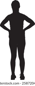 vector; silhouett back view of a woman standing  