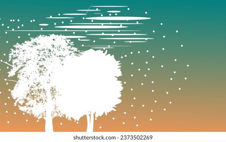 Vector silhouette - abstract trees in winter