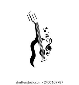 vector silhouette of acoustic guitar