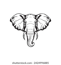  Vector silhouette of African elephant.