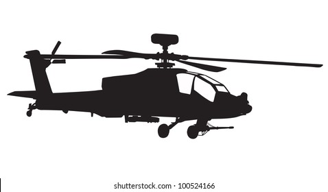Vector silhouette of AH-64 Apache Longbow helicopter