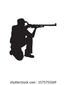 Vector Silhouette Of Air Rifle Shooter Kneeling Position Eps Format