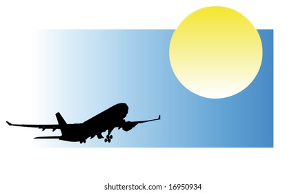vector silhouette - airplane rear view