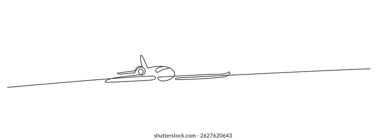 Vector silhouette airplane thin lines flat colors