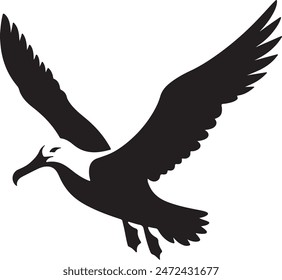 vector silhouette of an Albatross with a minimalist design and white background