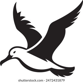 vector silhouette of an Albatross with a minimalist design and white background