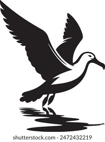 vector silhouette of an Albatross with a minimalist design and white background