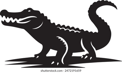 vector silhouette of an Alligator with a minimalist design and white background