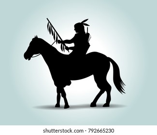 Vector silhouette of an american indian