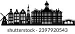 Vector silhouette of Amsterdam prepared and cleaned
