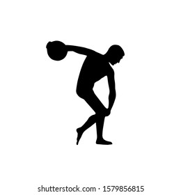 Vector silhouette of an ancient Greek athlete. Discus thrower. Discus thrower silhouette vector.