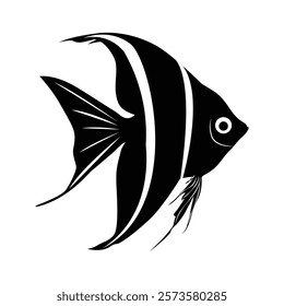 Vector silhouette angel fish illustration in white background