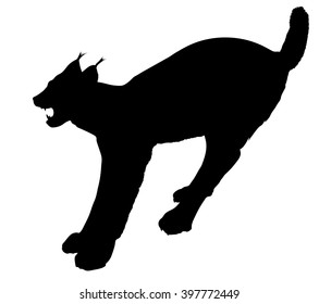 Vector Silhouette Of The Angry Lynx (or Bobcat).