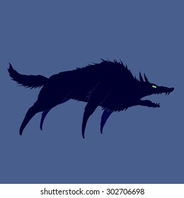 vector silhouette of angry wolf