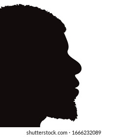 Vector silhouette of anonymous man on white background. Symbol of people and profile.