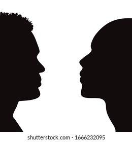 Vektorillustration Silhouette anonymer Männer auf weißem Hintergrund. Symbol der Menschen und Profil.