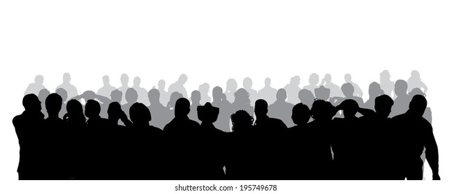 Vector silhouette of anonymous people on a white background.