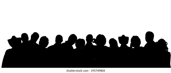 Vector silhouette of anonymous people on a white background.