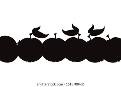 Vector silhouette of apple on white background. Symbol of fruit fall down ready  for harvest in the autumn.