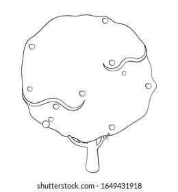 Vector silhouette of apple tree. Stylized contour for logo design, clothing decoration, tattoo or greeting card. Isolated stock illustration on a white background.