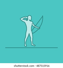 Vector silhouette of archer. Modern outline archery logo.