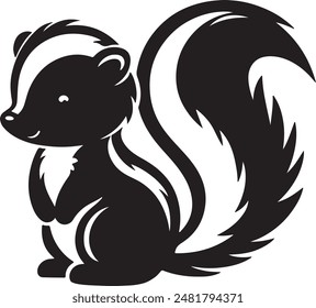 Vector silhouette art illustration of a cute Skunk