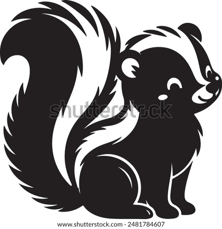 Vector silhouette art illustration of cute Skunk