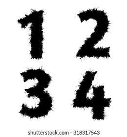 Vector silhouette art number for 1 2 3 4