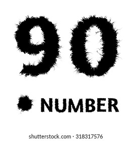 Vector silhouette art number for 9 0 and point