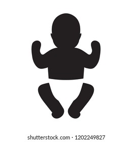 Vector silhouette of baby in a diaper. 