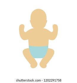 Vector silhouette of baby in a diaper. 