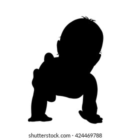 Vector Silhouette Baby On White Background Stock Vector (Royalty Free ...