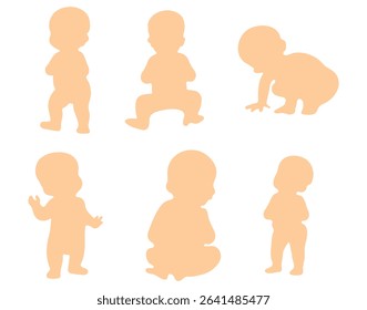 vector silhouette baby set illustration 