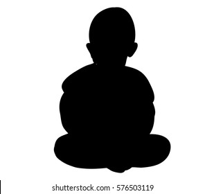 vector silhouette of the baby sitting in isolation