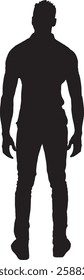 vector; silhouette; back view of a african man 