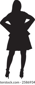 vector; silhouette of a back view of a elegance woman