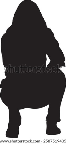 vector; silhouette; back view of a girl squatting