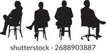  vector; silhouette of back view of a group of men cross legged