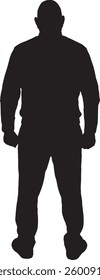 Vector silhouette of a back view of a man standing,
