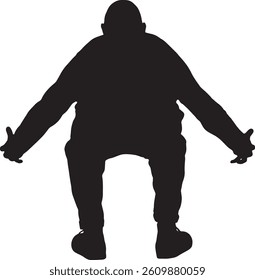  Vector; silueta de la vista posterior de un hombre que levanta algo pesado del suelo