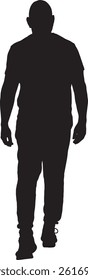 vector; silhouette of a back view of a man walking