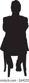 Vector; silhouette of a back view of a man sitting in a chair arms crossed