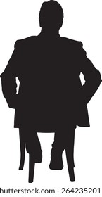 Vector; silhouette of a back view of a man sitting in a chair arms akimbo
